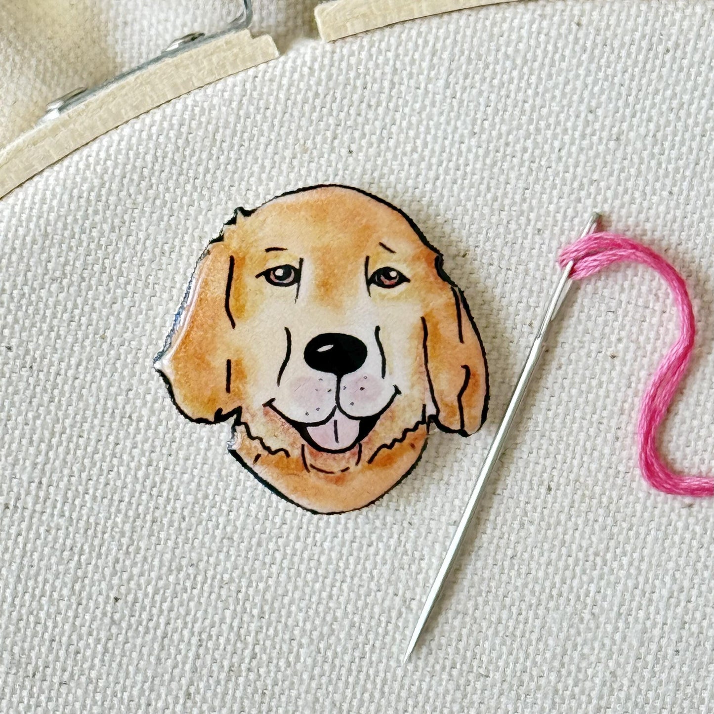 Golden Retriever Needle Minder: Embroidery Tool, Sewing Clip, Dog Lover Gift