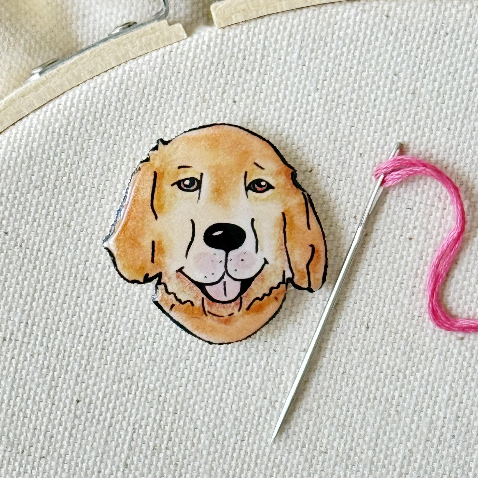 Golden Retriever Needle Minder: Embroidery Tool, Sewing Clip, Dog Lover Gift