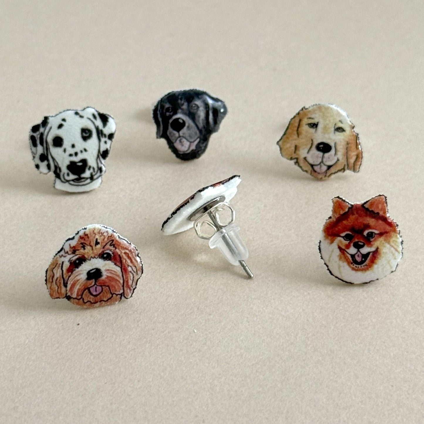 Custom Dog Portrait Stud Earrings: Pet Memorial Jewelry Gift