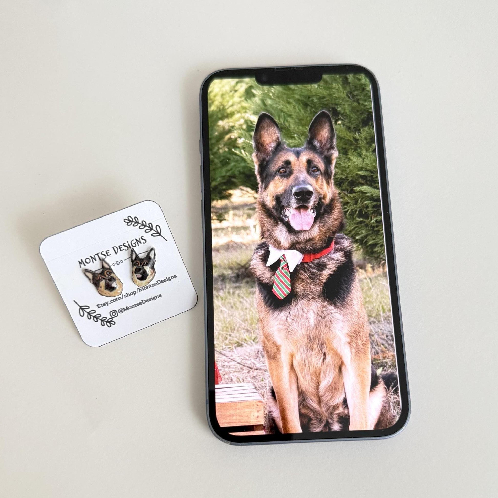 Custom Dog Portrait Stud Earrings: Pet Memorial Jewelry Gift