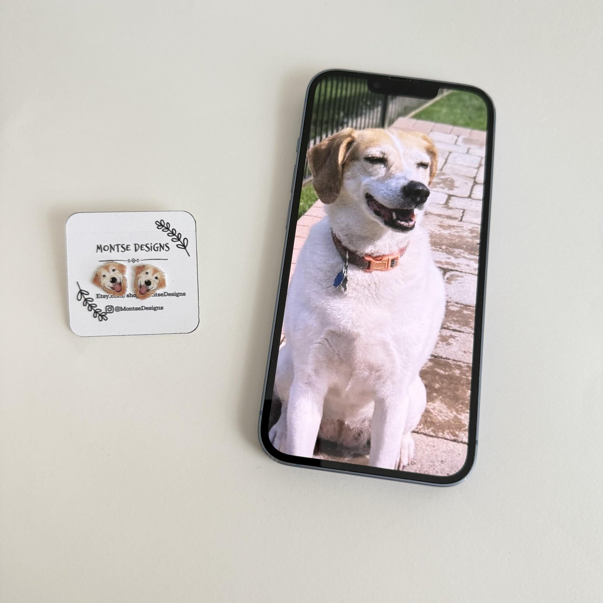 Custom Dog Portrait Stud Earrings: Pet Memorial Jewelry Gift
