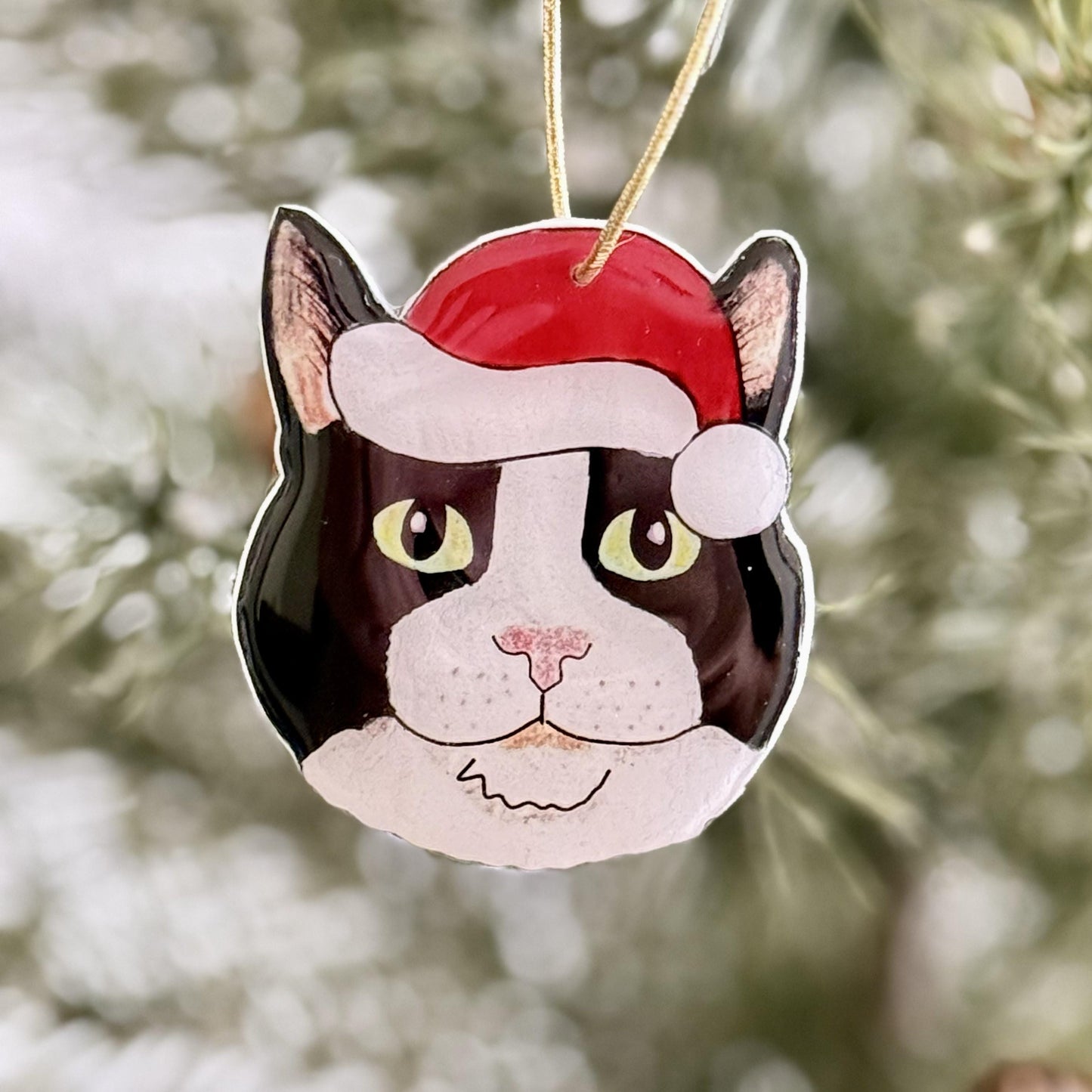 Custom Pet Ornament Christmas Tree Hanging Memorial Personalized Gift Holiday Portrait Cat Decoration Handmade Keepsake Hand Drawn