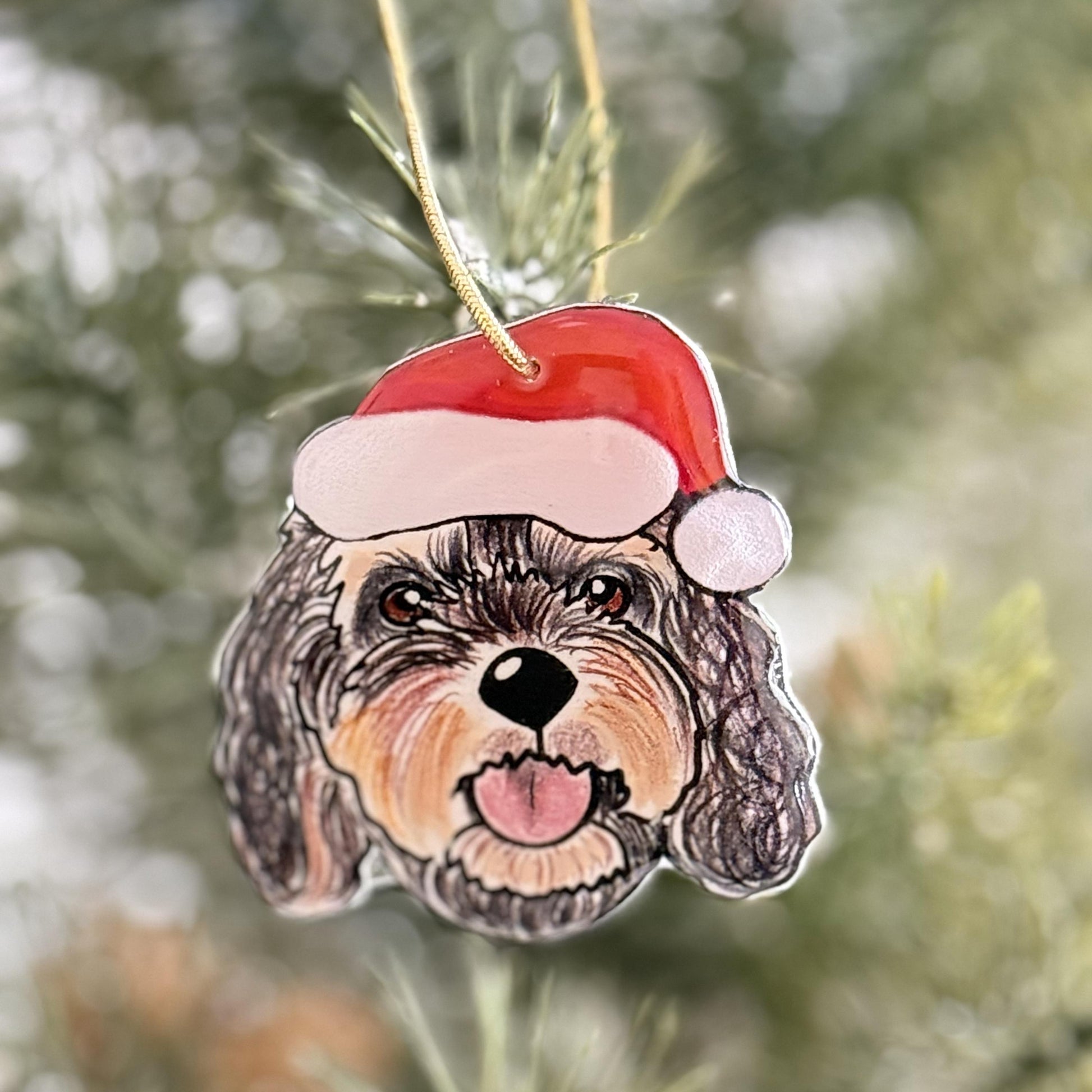 Custom Pet Ornament Christmas Tree Hanging Memorial Personalized Gift Holiday Portrait Cat Decoration Handmade Keepsake Hand Drawn
