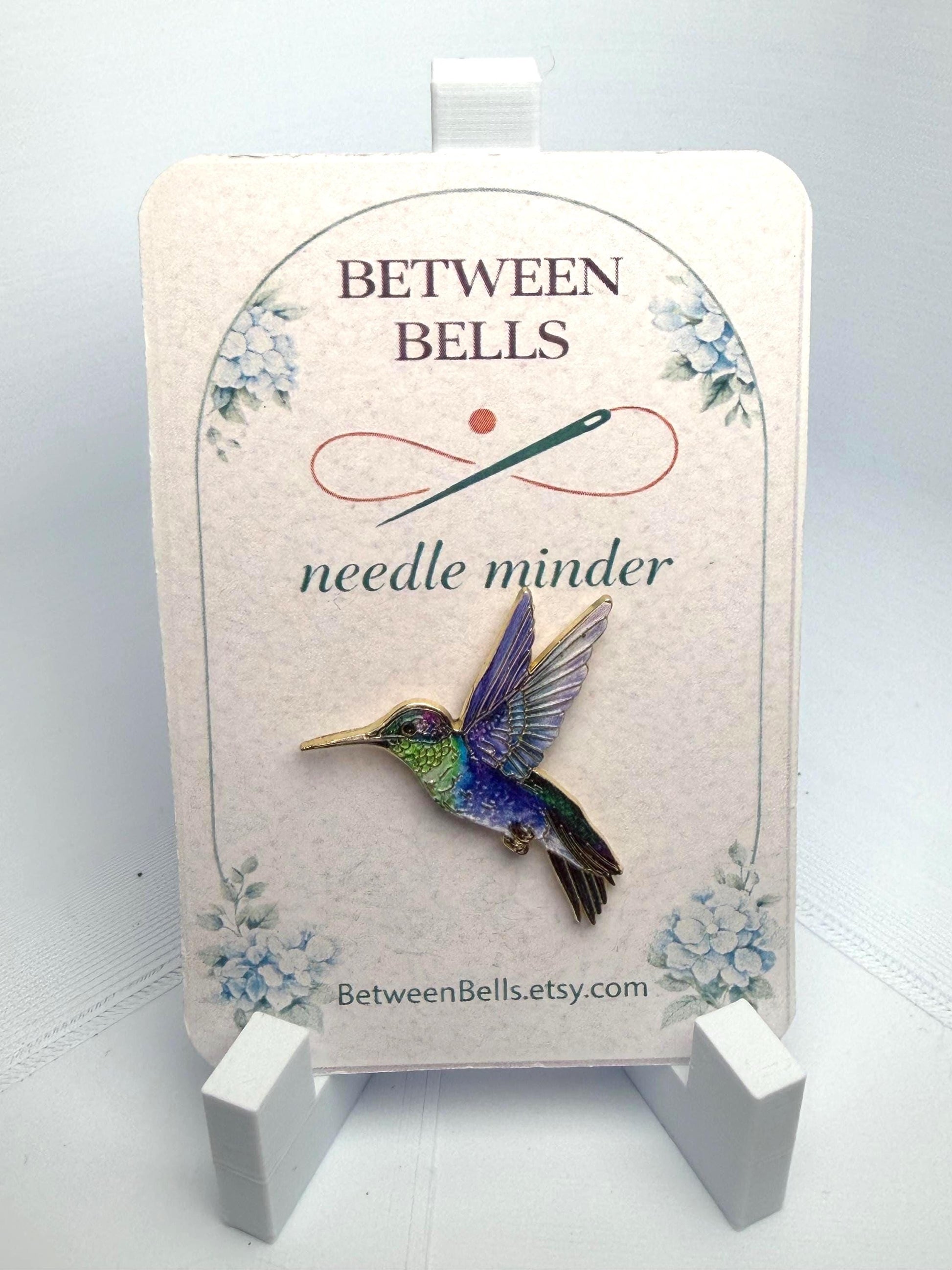 Iridescent Hummingbird Needle Minder for Needlepoint, Cross Stitch, Embroidery and Sewing