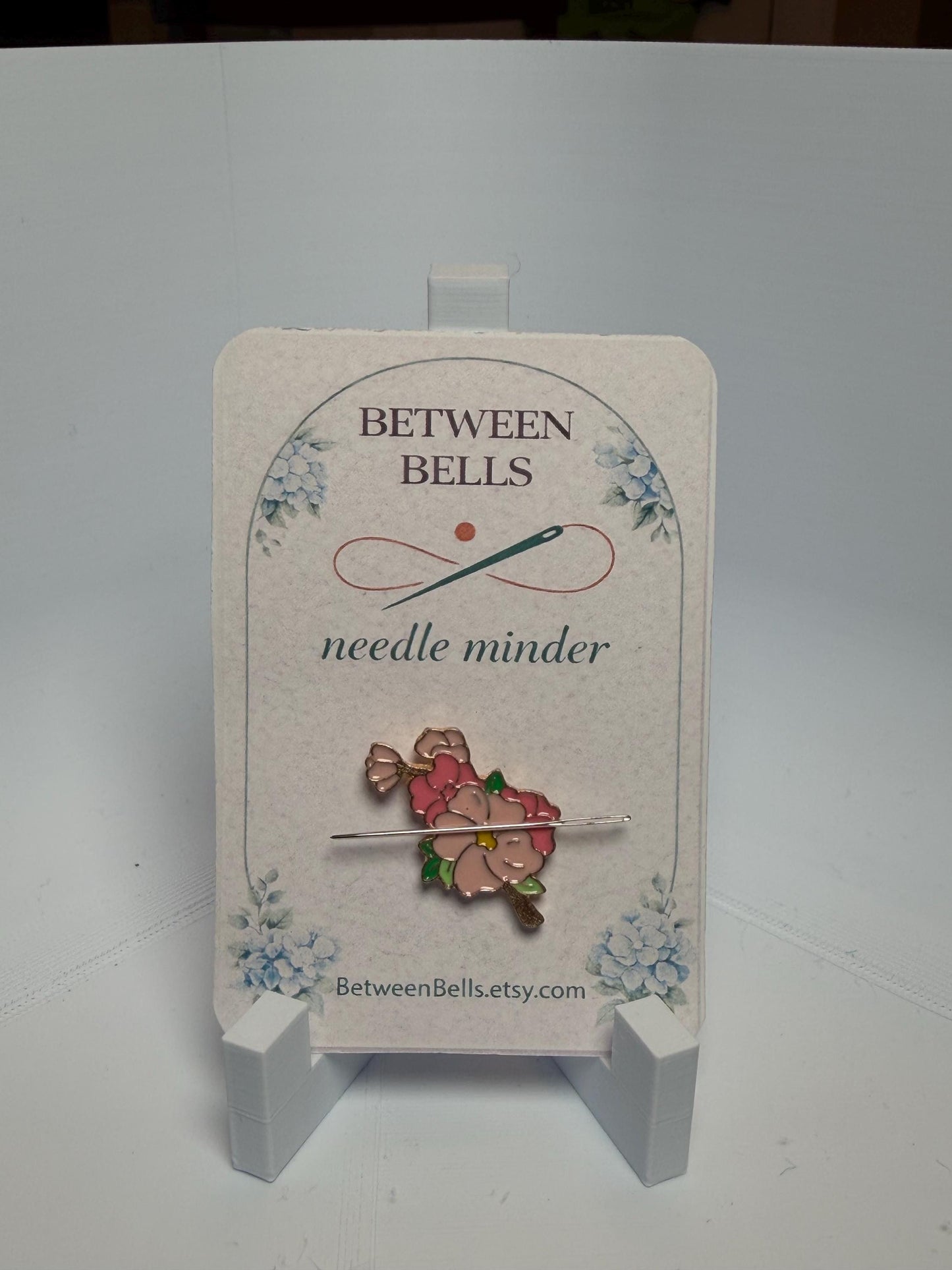 Pink Blossom Needle Minder for Needlepoint, Cross Stitch, Embroidery and Sewing