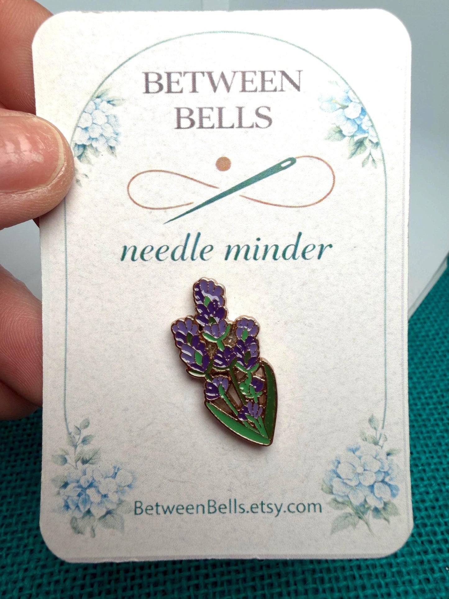 Lavender Sprig Needle Minder for Needlepoint, Cross Stitch, Embroidery and Sewing
