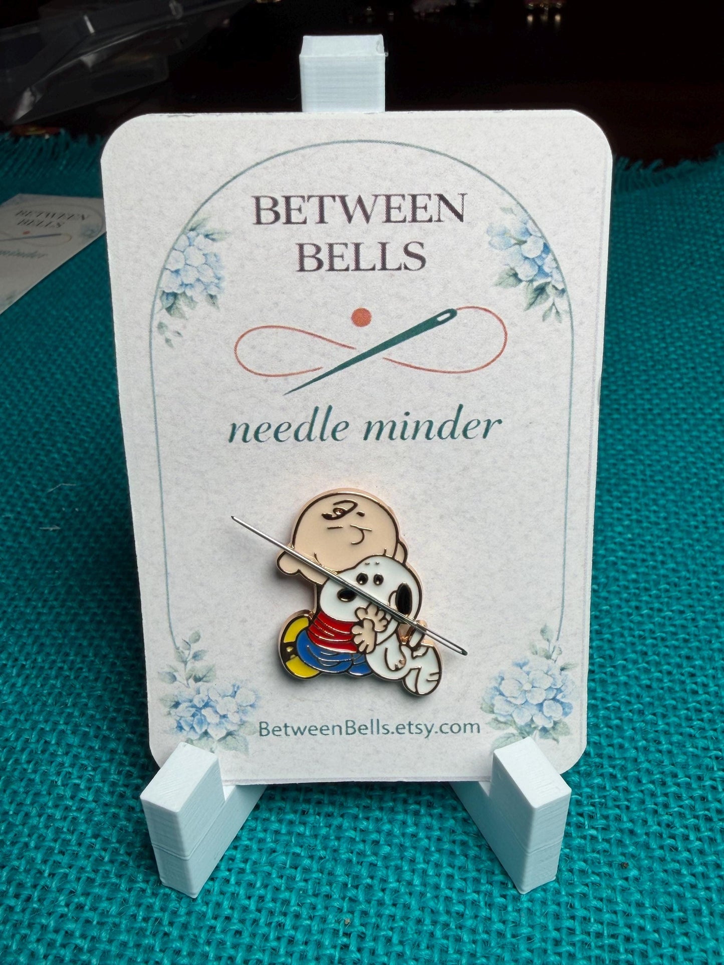 Little Boy and Dog Needle Minder for Needlepoint, Cross Stitch, Embroidery and Sewing