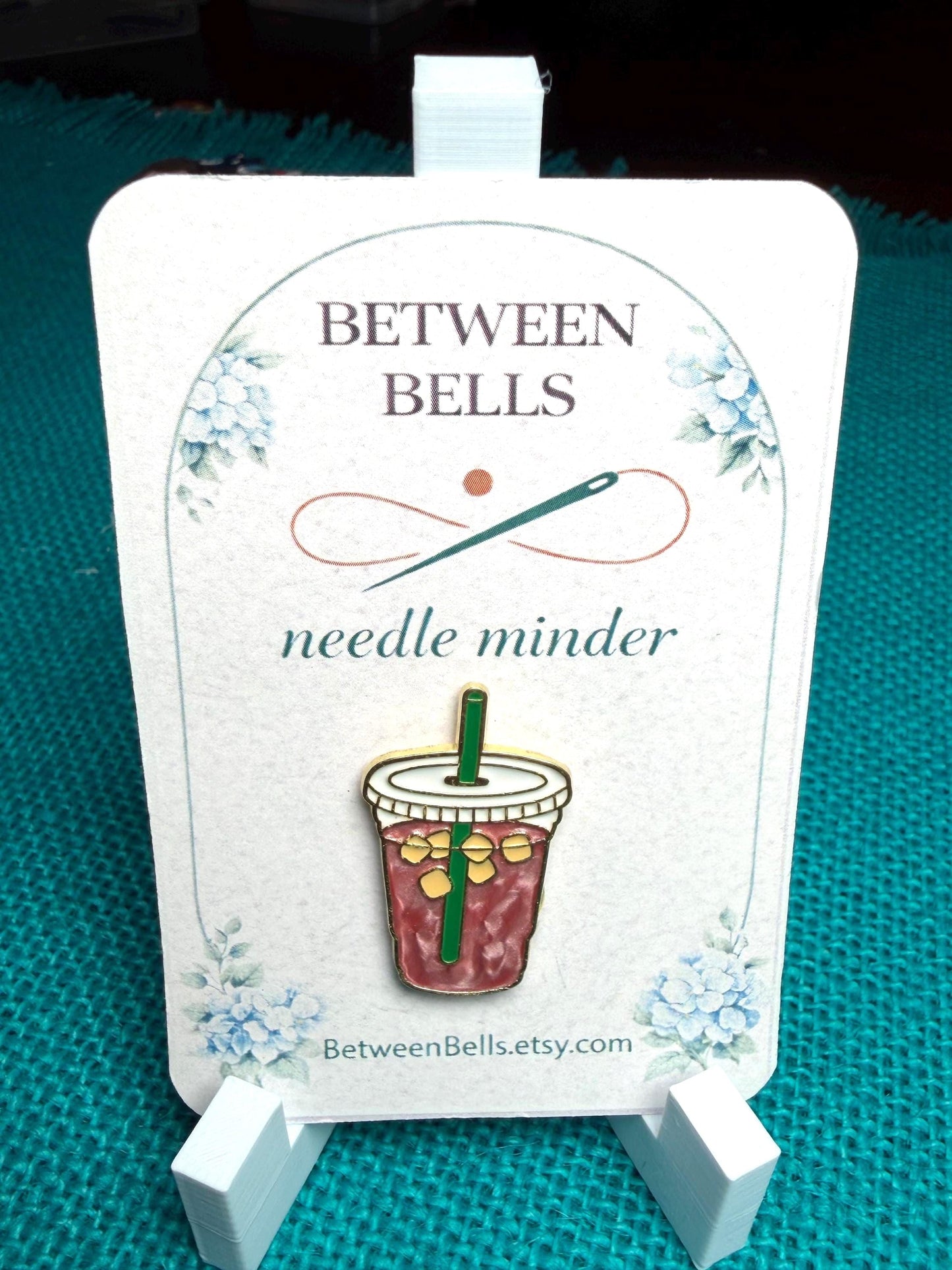 Iced Coffee Needle Minder for Needlepoint, Cross Stitch, Sewing and Embroidery