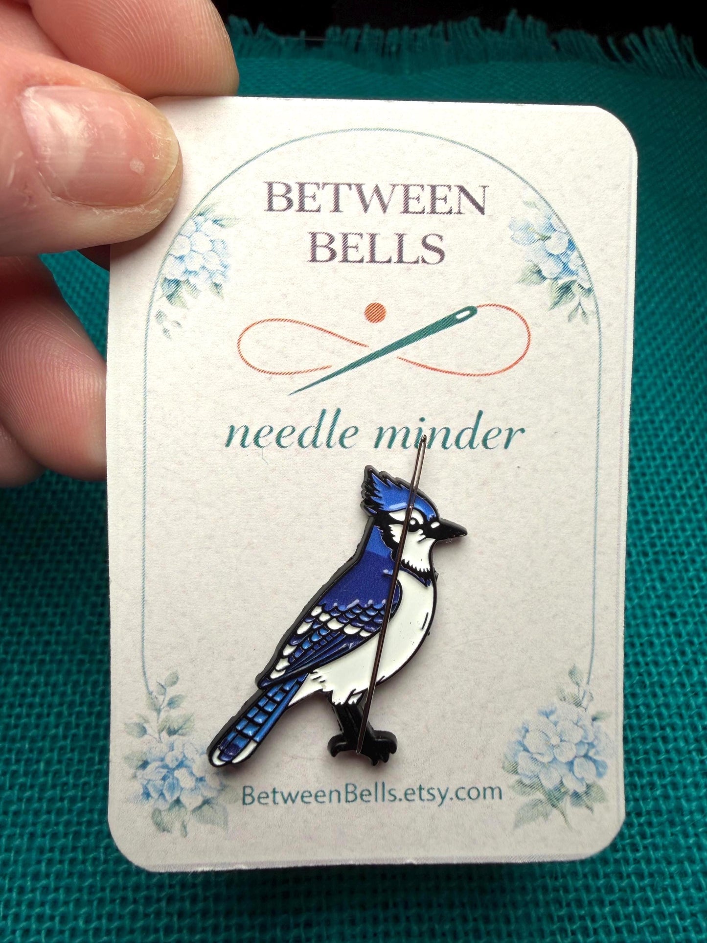 Blue Jay Needle Minder for Needlepoint, Cross Stitch, Embroidery and Sewing