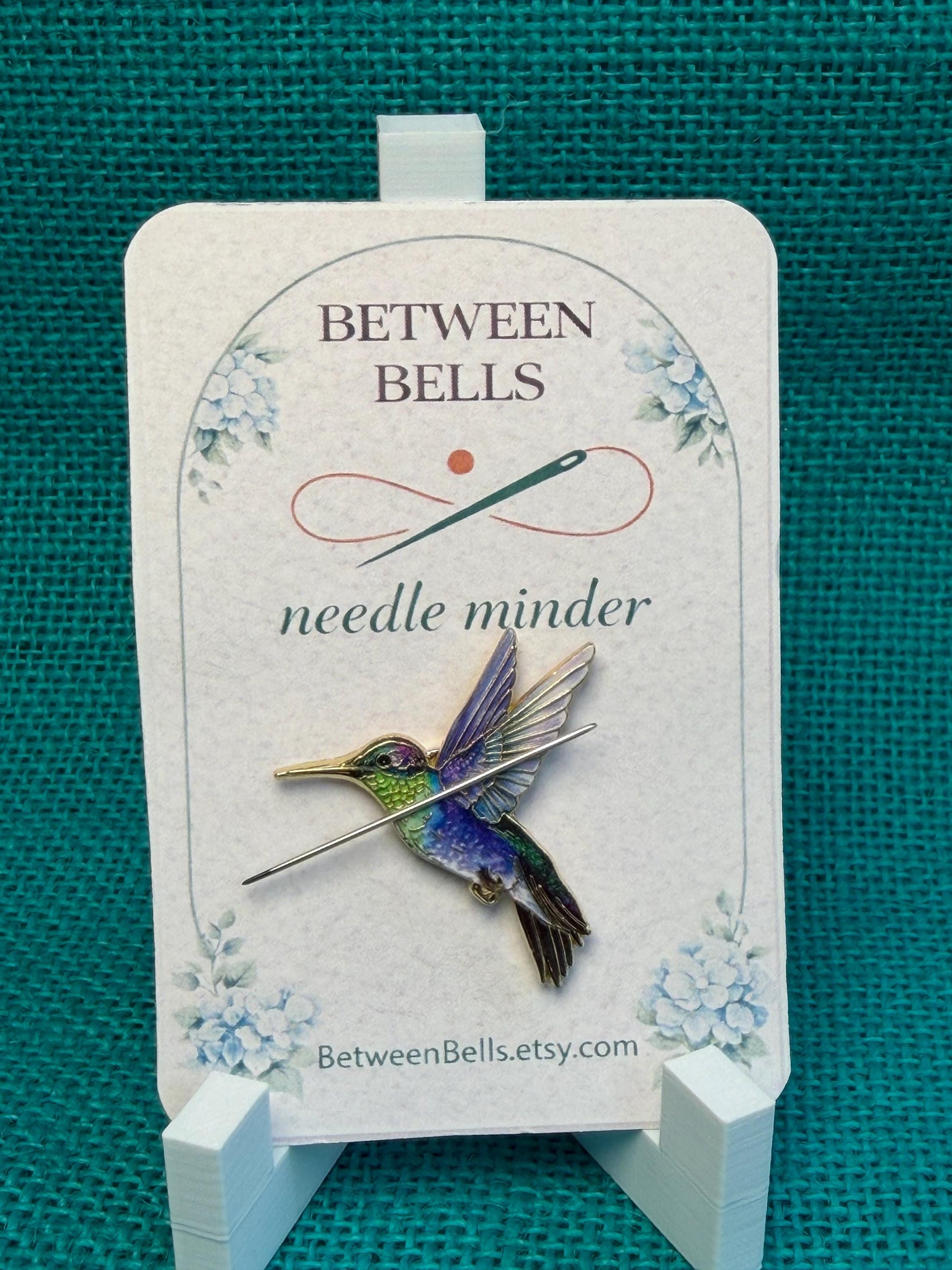 Iridescent Hummingbird Needle Minder for Needlepoint, Cross Stitch, Embroidery and Sewing