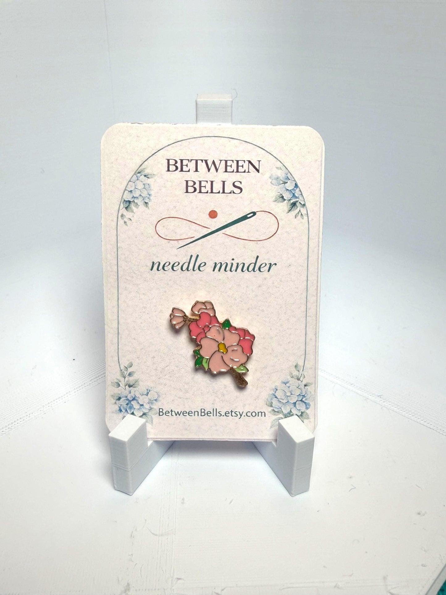 Pink Blossom Needle Minder for Needlepoint, Cross Stitch, Embroidery and Sewing