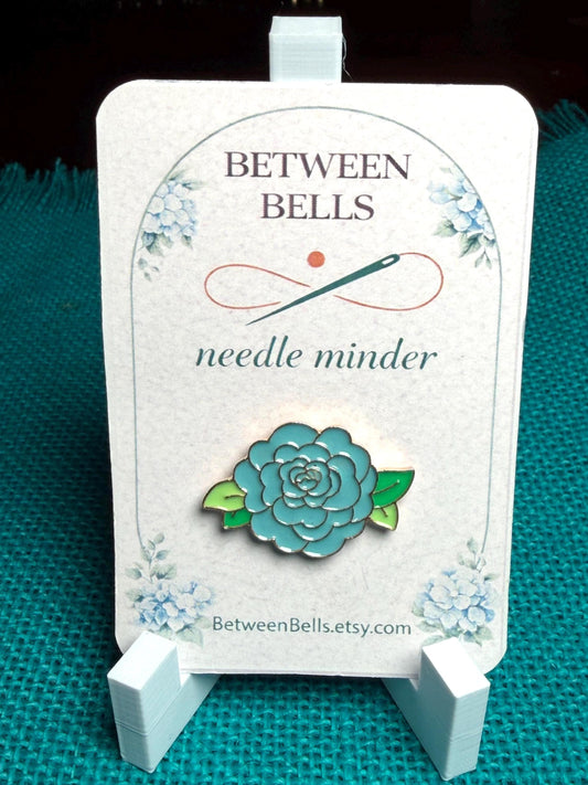 Blue Succulent Needle Minder for Needlepoint, Cross Stitch, Embroidery and Sewing