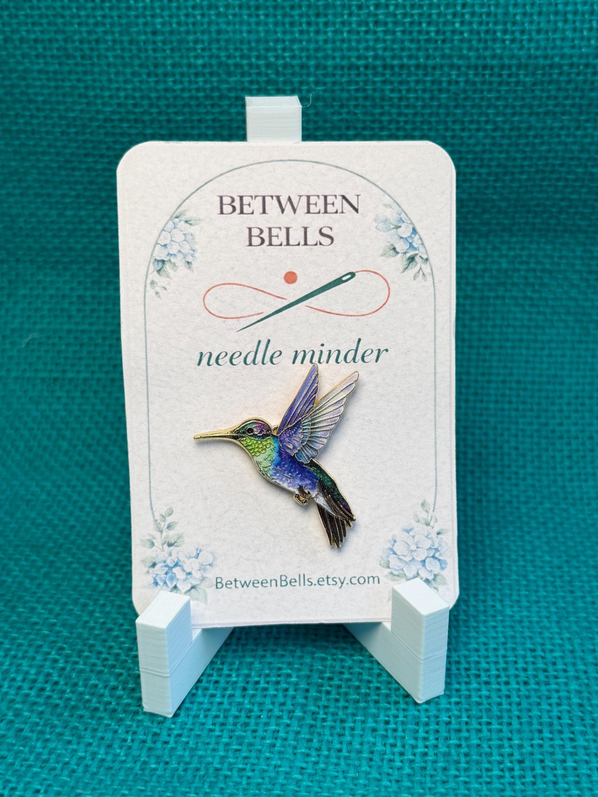 Iridescent Hummingbird Needle Minder for Needlepoint, Cross Stitch, Embroidery and Sewing