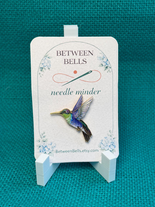 Iridescent Hummingbird Needle Minder for Needlepoint, Cross Stitch, Embroidery and Sewing