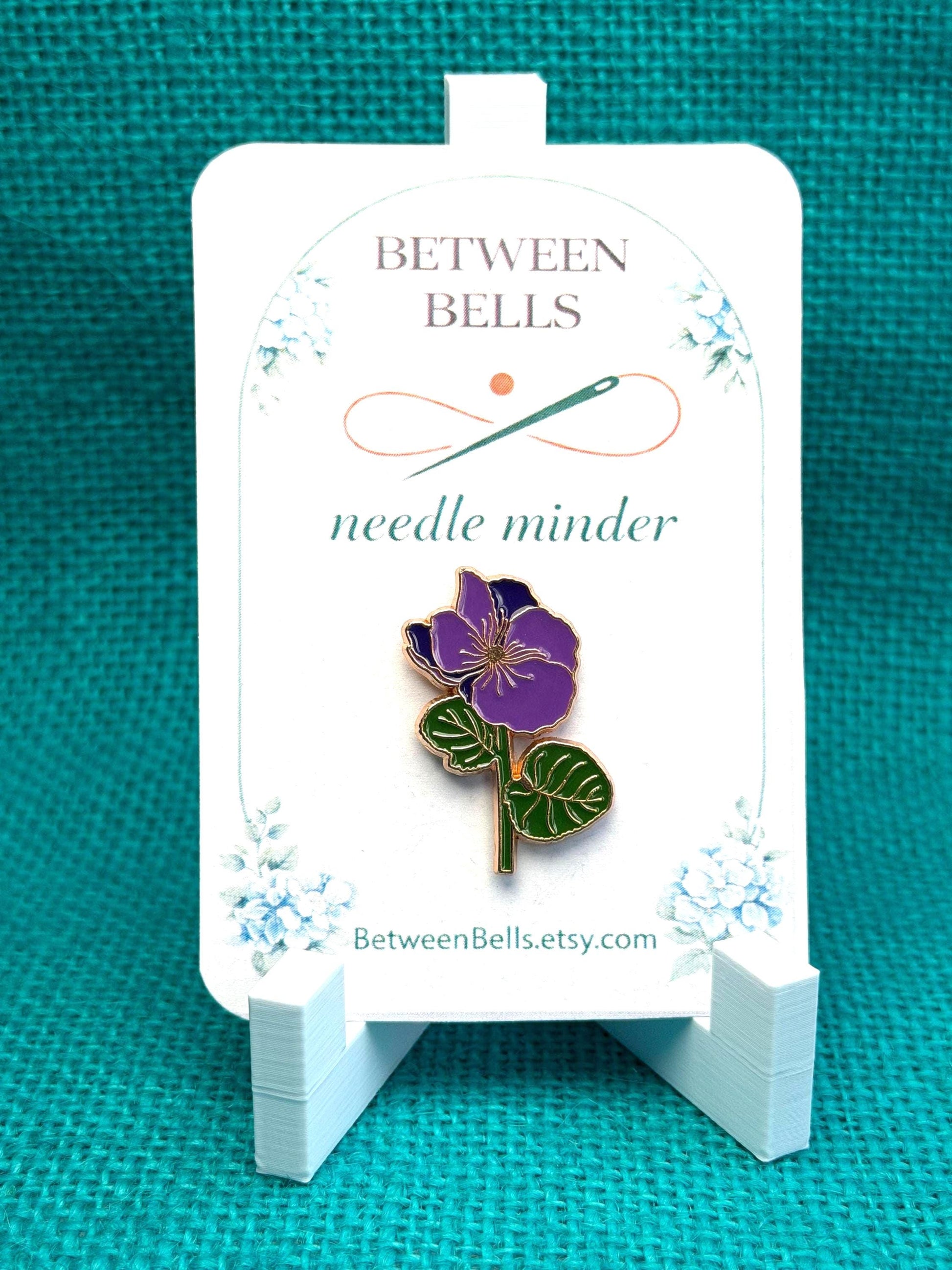 Purple Flower Needle Minder for Needlepoint, Cross Stitch, Embroidery and Sewing