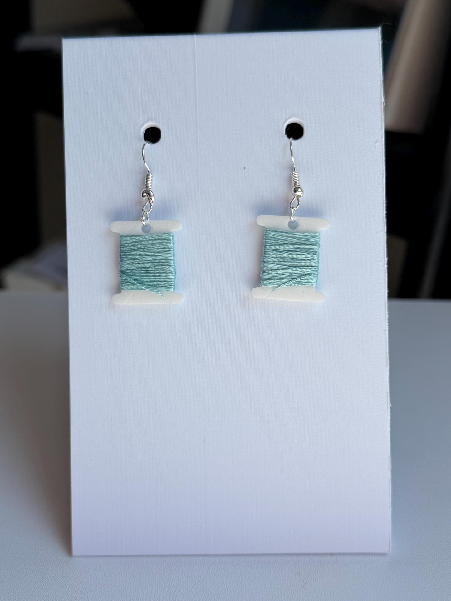 Thread Bobbin Earrings | Embroidery Floss Jewelry | Stitcher Gift | Custom Color Option