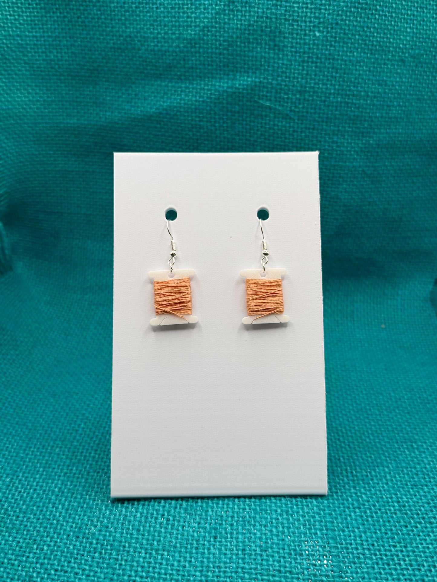 Thread Bobbin Earrings | Embroidery Floss Jewelry | Stitcher Gift | Custom Color Option