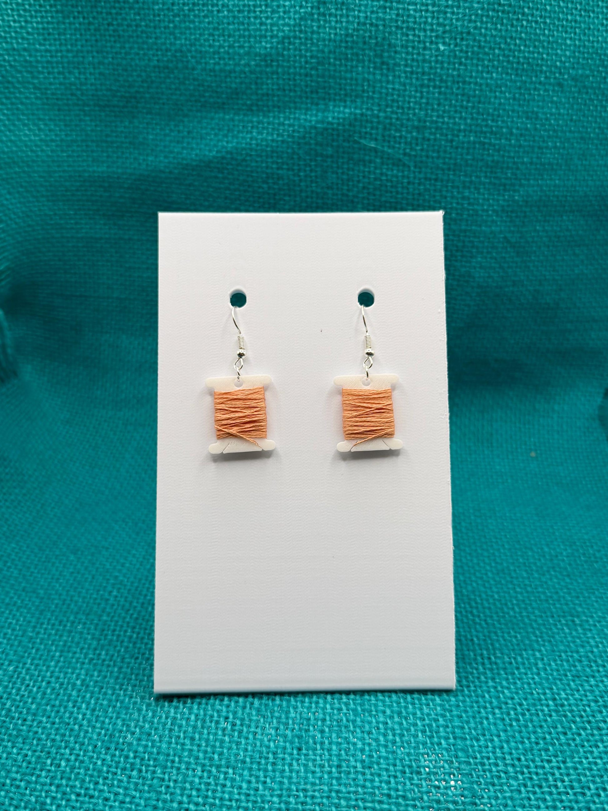 Thread Bobbin Earrings | Embroidery Floss Jewelry | Stitcher Gift | Custom Color Option