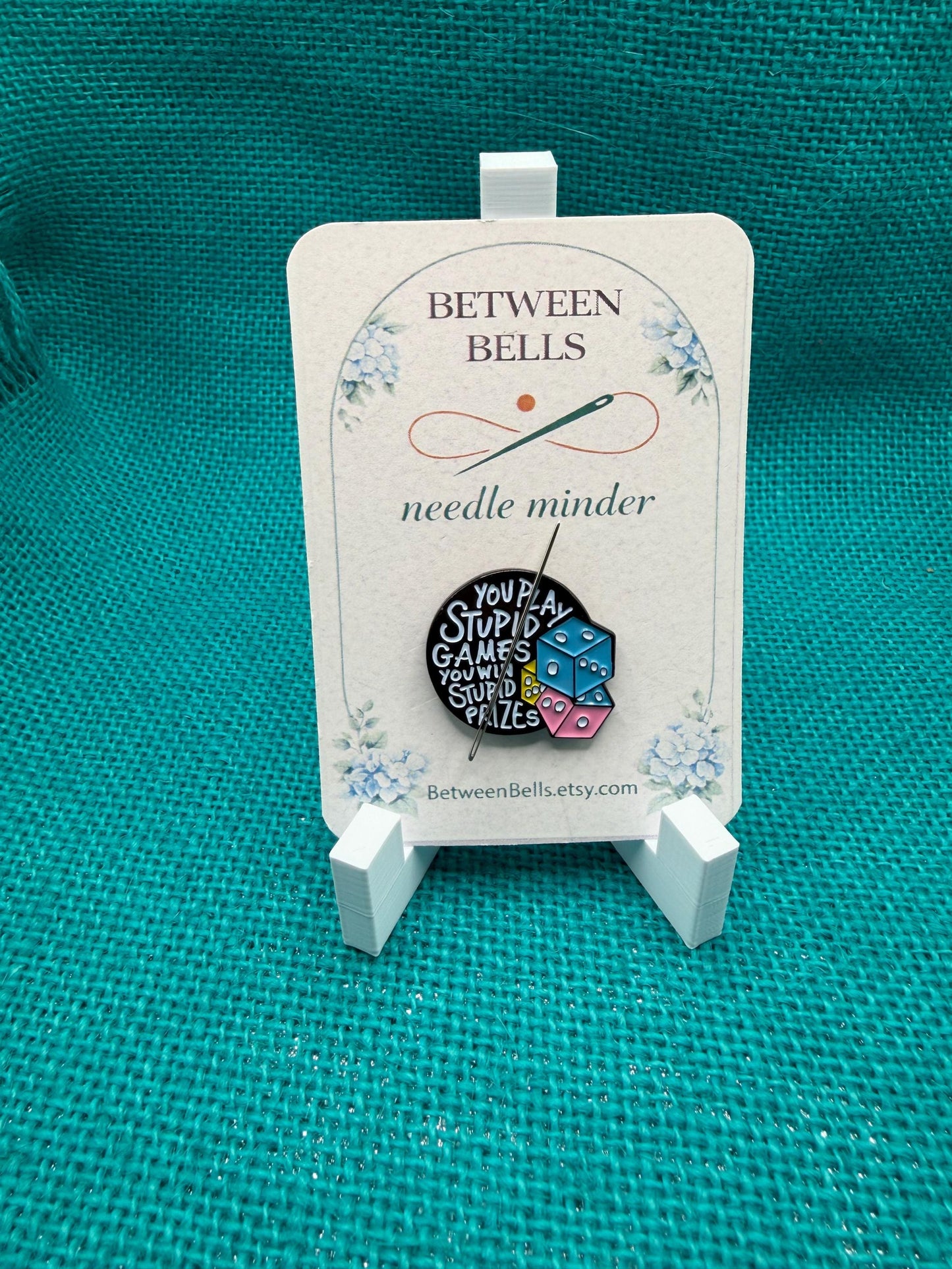 Funny Dice Needle Minder for Needlepoint, Cross Stitch, Embroidery and Sewing