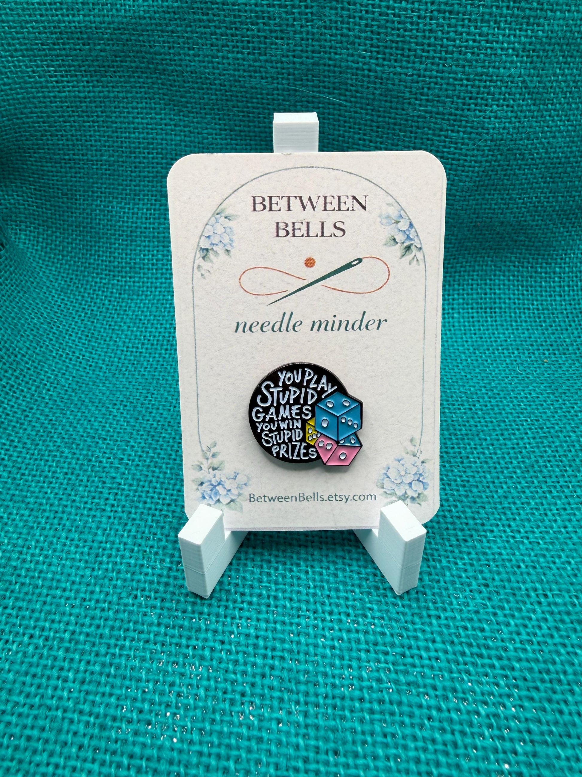 Funny Dice Needle Minder for Needlepoint, Cross Stitch, Embroidery and Sewing