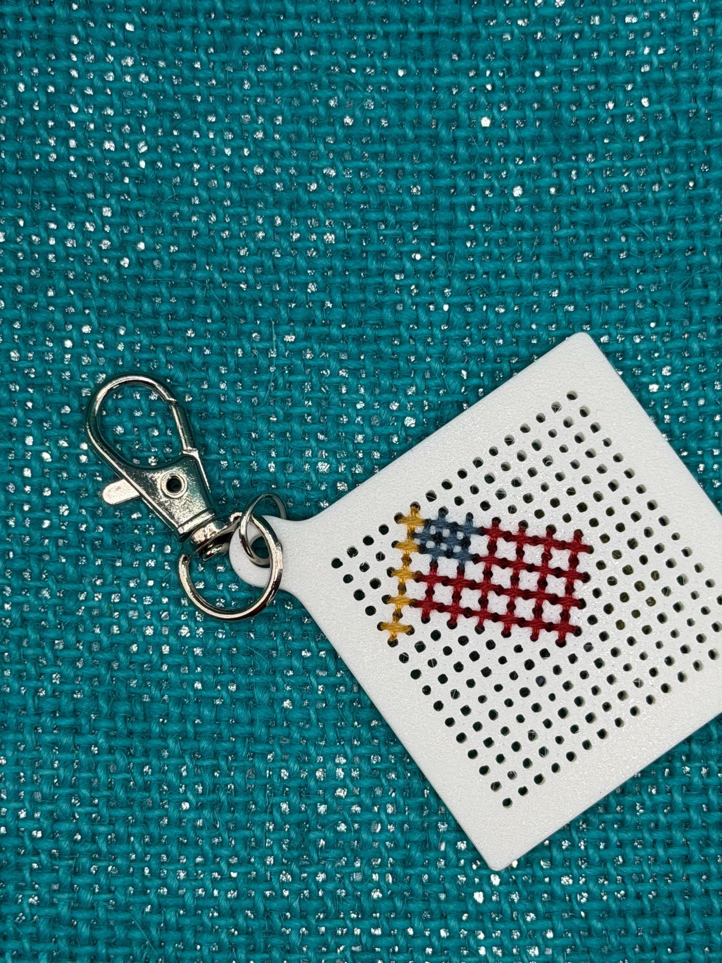 Mini Stitch Keychain Canvas | 3D Printed Cross Stitch Keychain | Portable Stitch Project | Beginner Friendly Stitching Gift