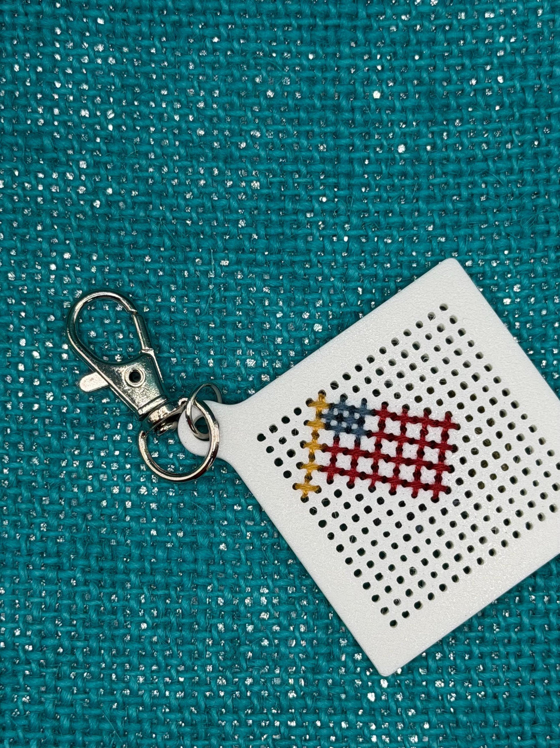 Mini Stitch Keychain Canvas | 3D Printed Cross Stitch Keychain | Portable Stitch Project | Beginner Friendly Stitching Gift