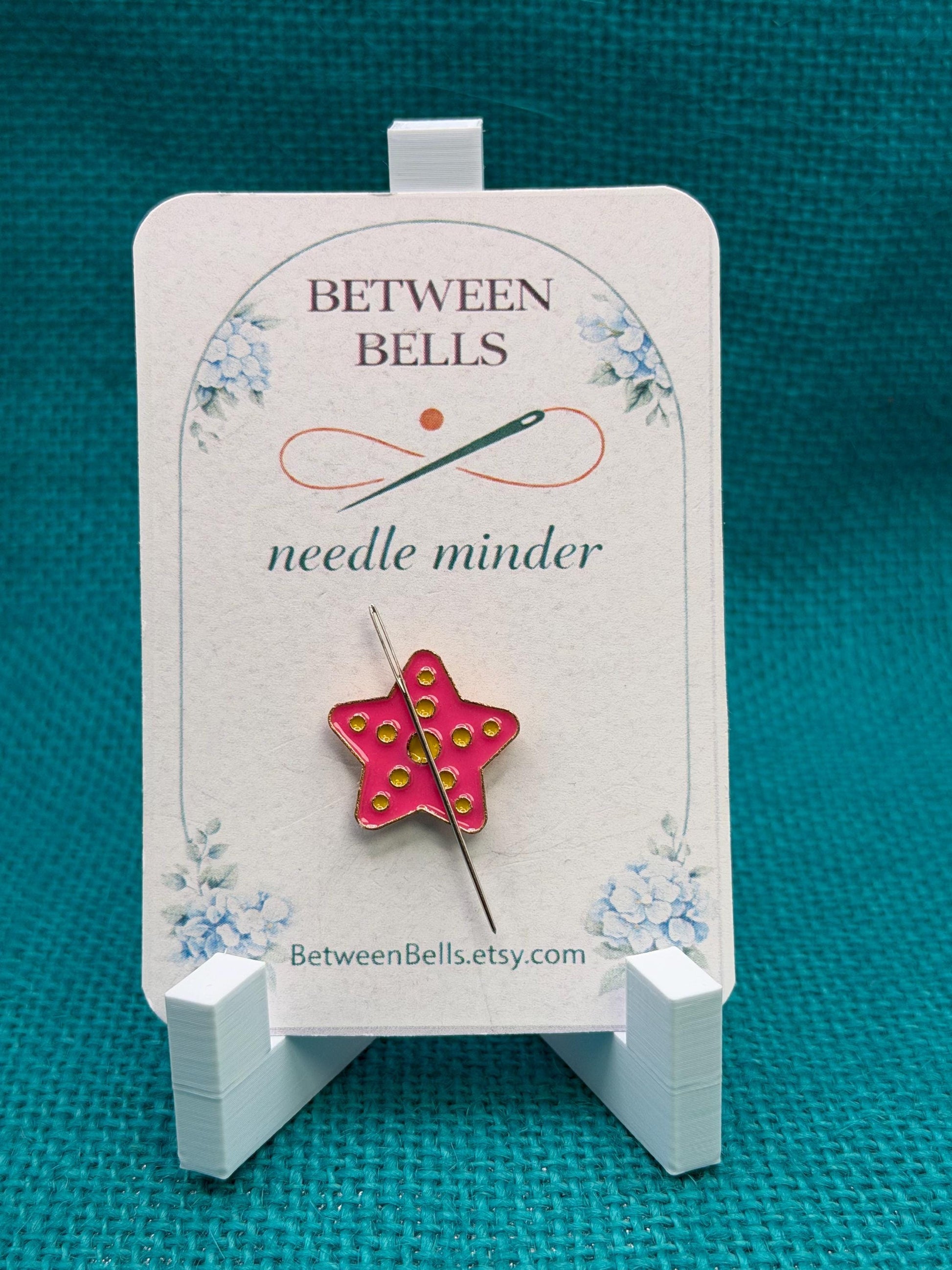 Pink Starfish Needle Minder | Beach Aesthetic Needle Minder for Needlepoint, Cross Stitch, Embroidery and Sewing
