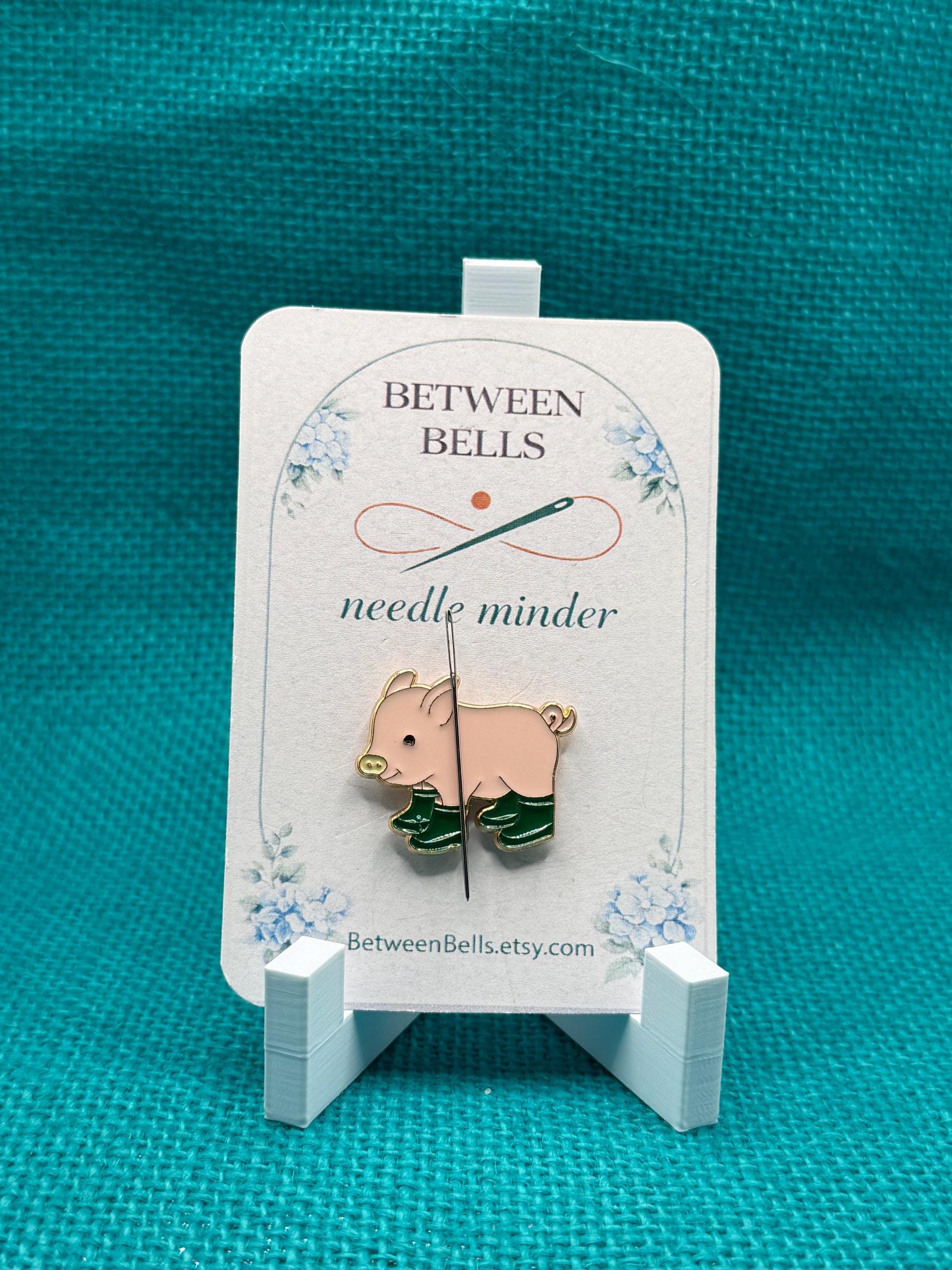 Pig in Boots Needle Minder | Cute Farm Animal Magnet | Rain Boots Pig Design | Farmhouse Gift | Cross Stitch Needle Holder