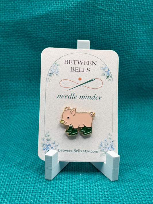 Pig in Boots Needle Minder | Cute Farm Animal Magnet | Rain Boots Pig Design | Farmhouse Gift | Cross Stitch Needle Holder