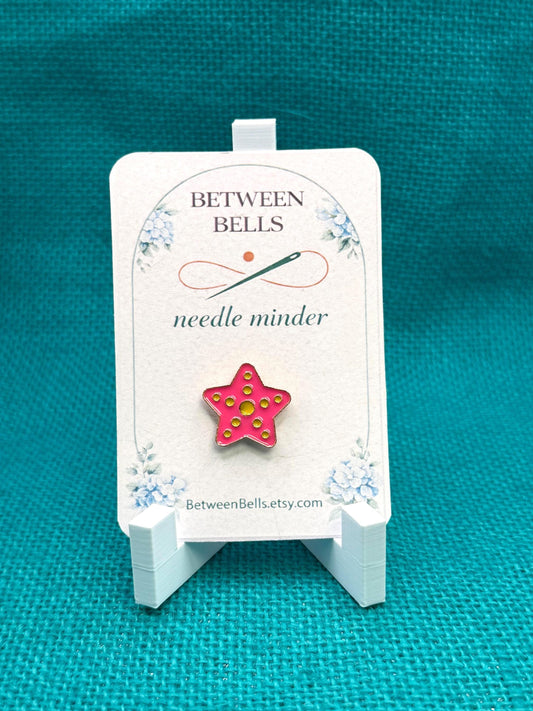 Pink Starfish Needle Minder | Beach Aesthetic Needle Minder for Needlepoint, Cross Stitch, Embroidery and Sewing