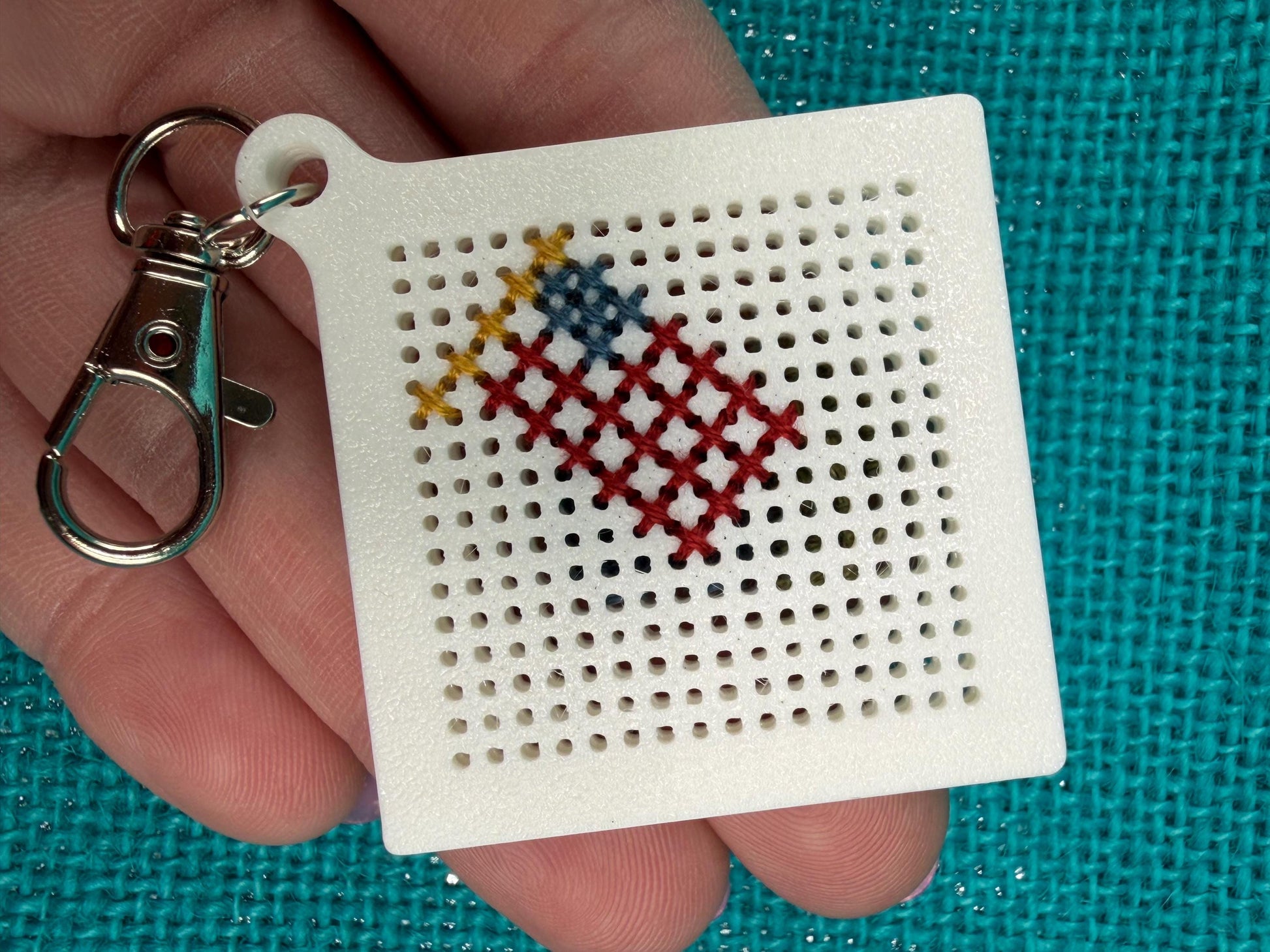 Mini Stitch Keychain Canvas | 3D Printed Cross Stitch Keychain | Portable Stitch Project | Beginner Friendly Stitching Gift