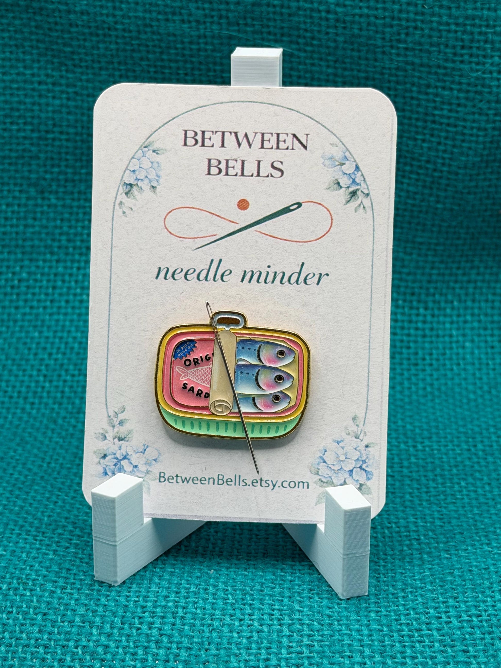 Retro Sardines Needle Minder | Whimsical Tinned Fish Magnet | Coastal Kitchen Aesthetic | Cross Stitch Needle Holder
