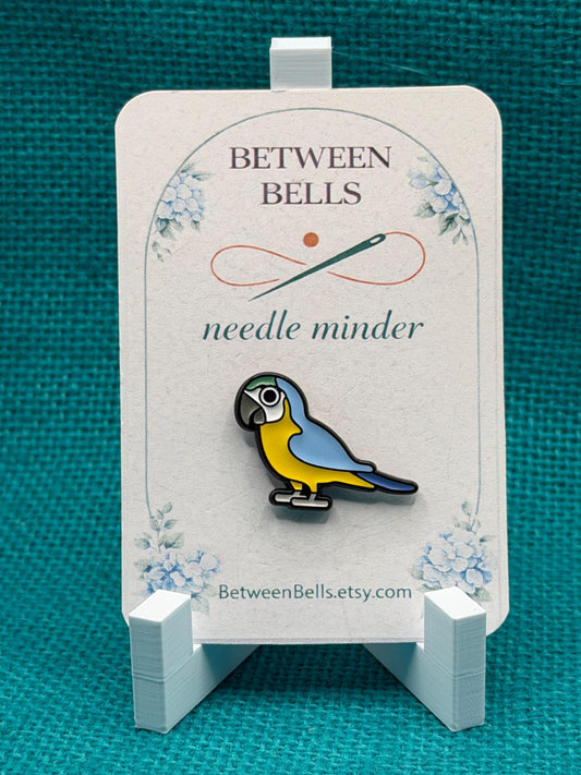 Blue and Gold Macaw Needle Minder | Parrot Lover Magnet | Tropical Bird Gift | Cross Stitch Needle Holder