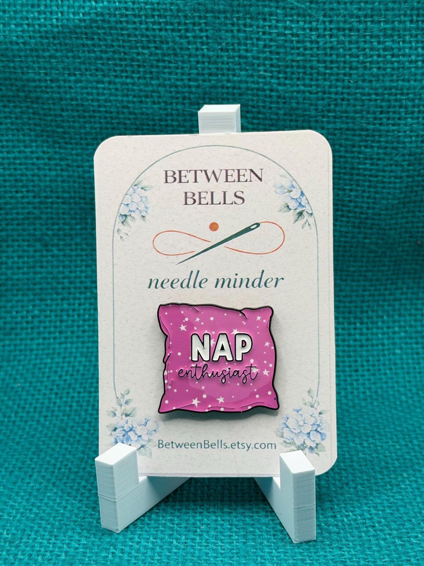 Nap Enthusiast Needle Minder | Funny Sleep Lover Magnet | Cozy Pink Pillow Design | Cross Stitch Needle Holder