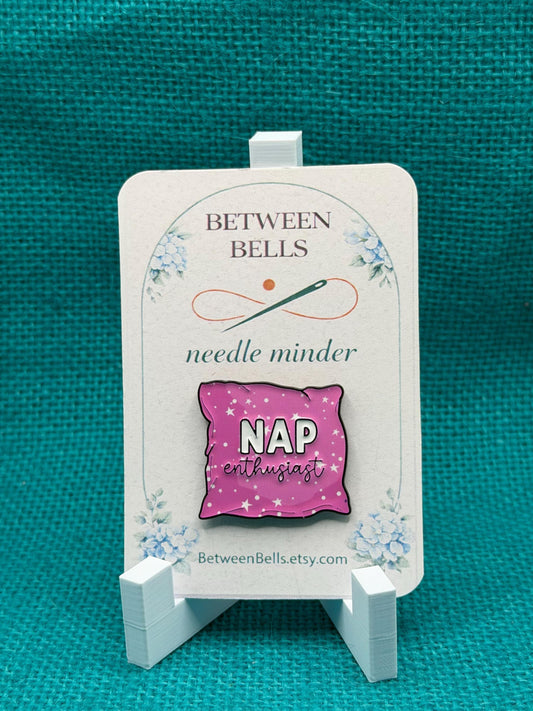 Nap Enthusiast Needle Minder | Funny Sleep Lover Magnet | Cozy Pink Pillow Design | Cross Stitch Needle Holder
