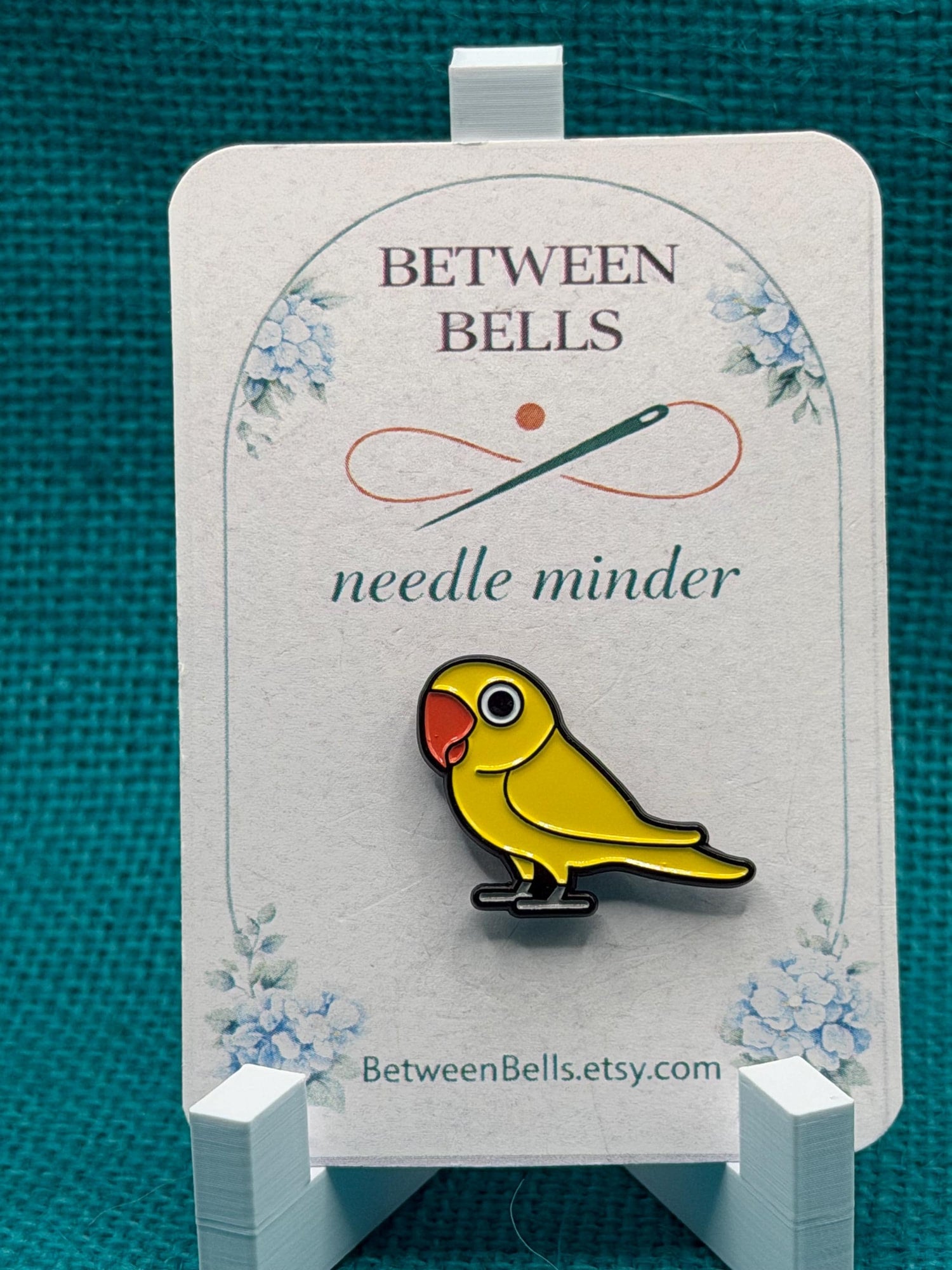 Yellow Parakeet Needle Minder | Cute Pet Bird Magnet | Bird Lover Gift | Colorful Cross Stitch Needle Holder