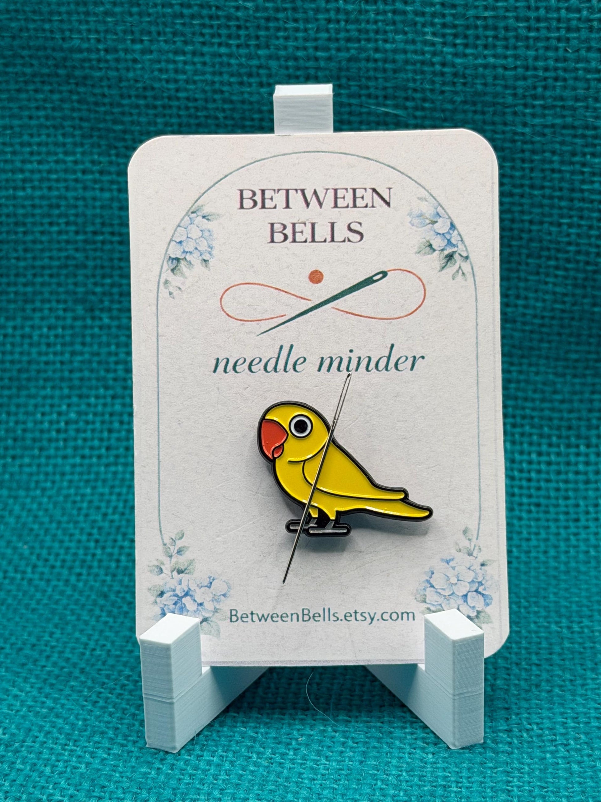 Yellow Parakeet Needle Minder | Cute Pet Bird Magnet | Bird Lover Gift | Colorful Cross Stitch Needle Holder