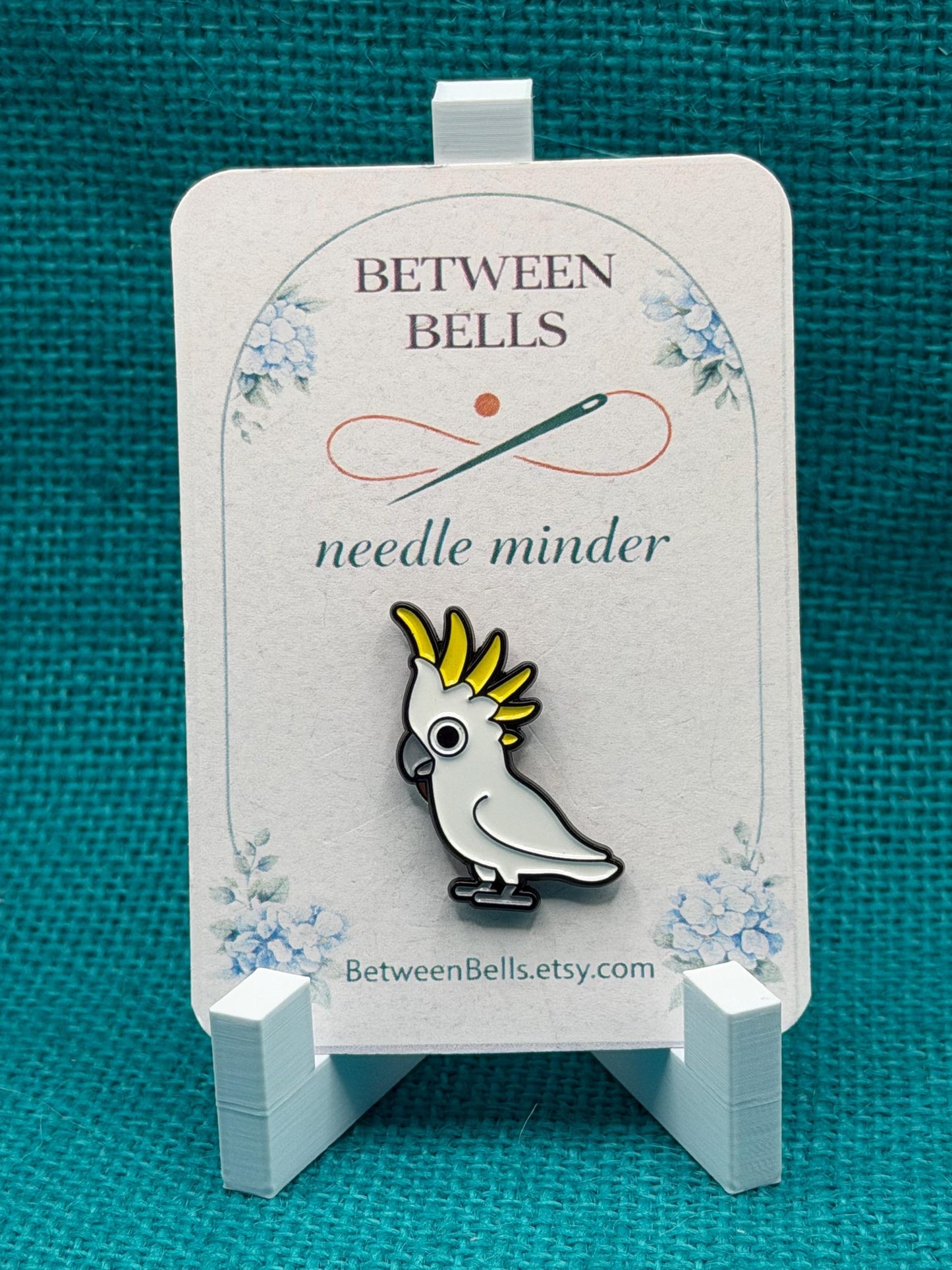 Sulphur-Crested Cockatoo Needle Minder | White Parrot Magnet | Tropical Bird Lover Gift | Cross Stitch Needle Holder