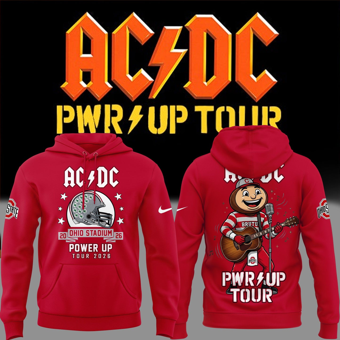 AC/DC x Ohio State Buckeyes Football - Power Up Tour 2026 Hoodie