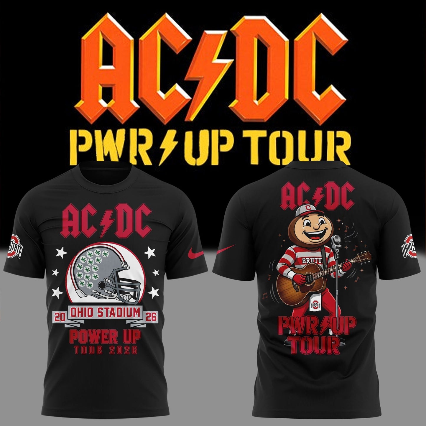 Exclusive Tshirt AC/DC x Ohio State Buckeyes Football - Power Up Tour 2026 T-Shirt