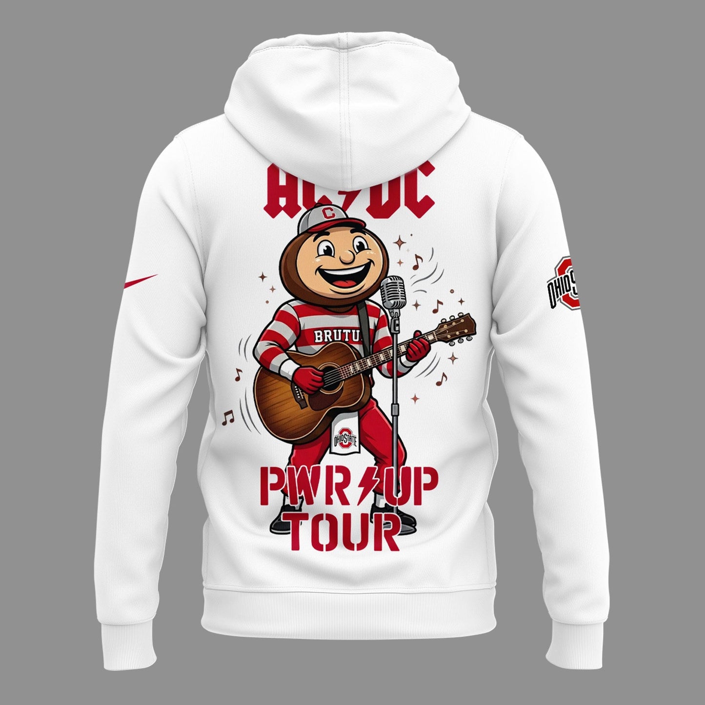 Hoodie AC/DC x Ohio State Buckeyes Football - Power Up Tour 2026 White Hoodie