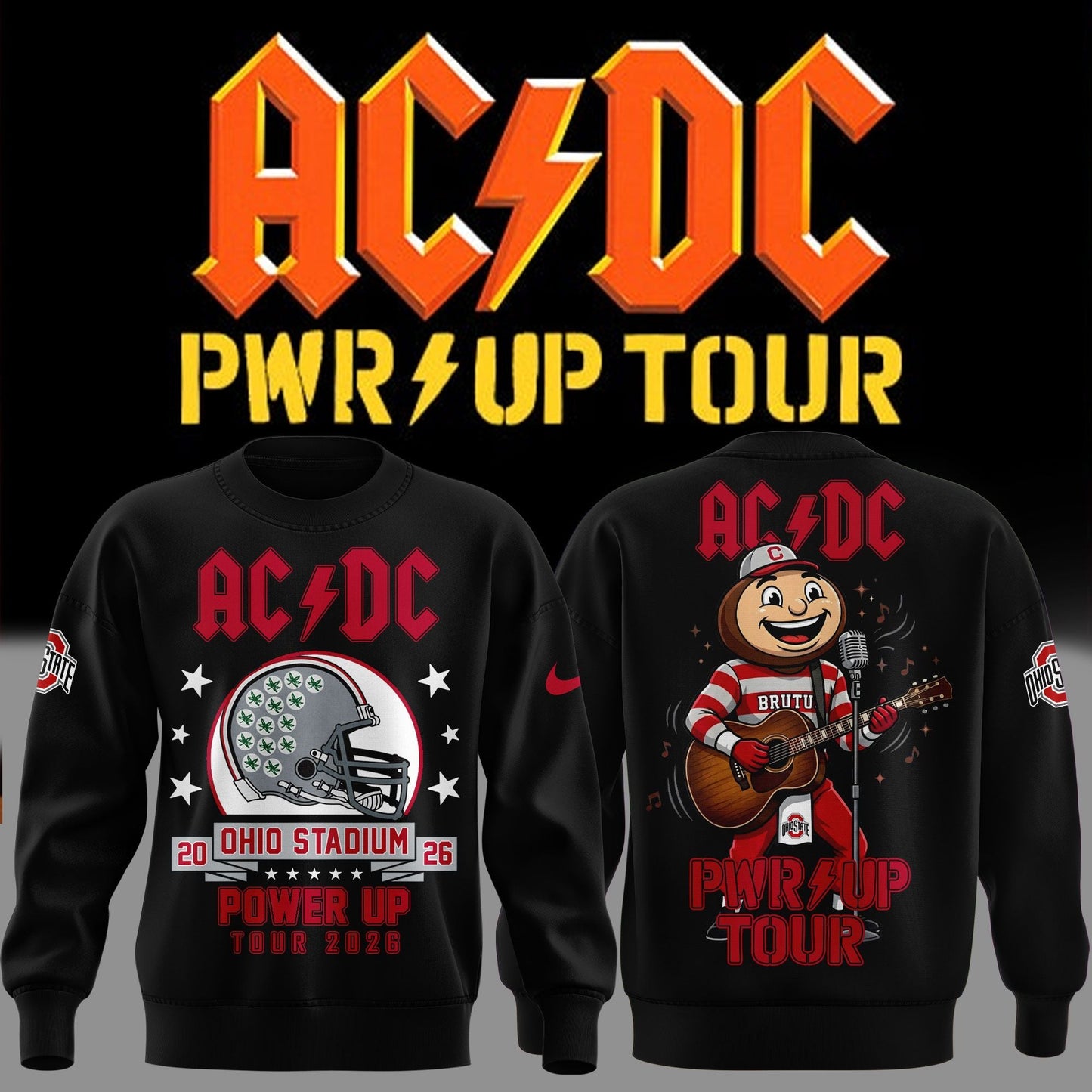 AC/DC x Ohio State Buckeyes Football - Power Up Tour 2026 Sweatshirt, AC/DC North America Power Up Tour 2026 Sweatshirt