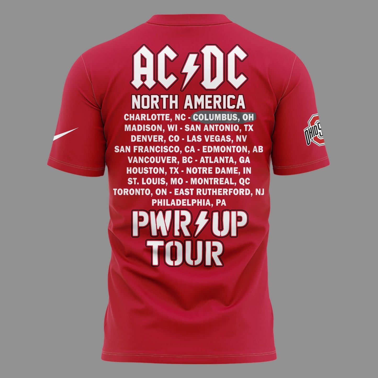 Perfect Tshirt AC/DC x Ohio State Buckeyes Football - Power Up Tour 2026 T-Shirt