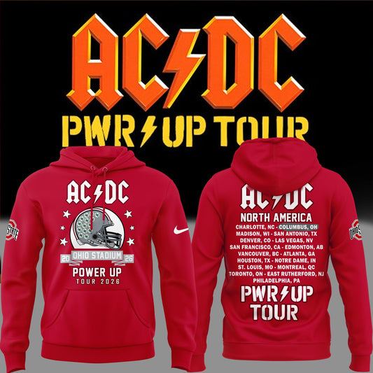 Hoodie AC/DC x Ohio State Buckeyes Football - Power Up Tour 2026 Hoodie