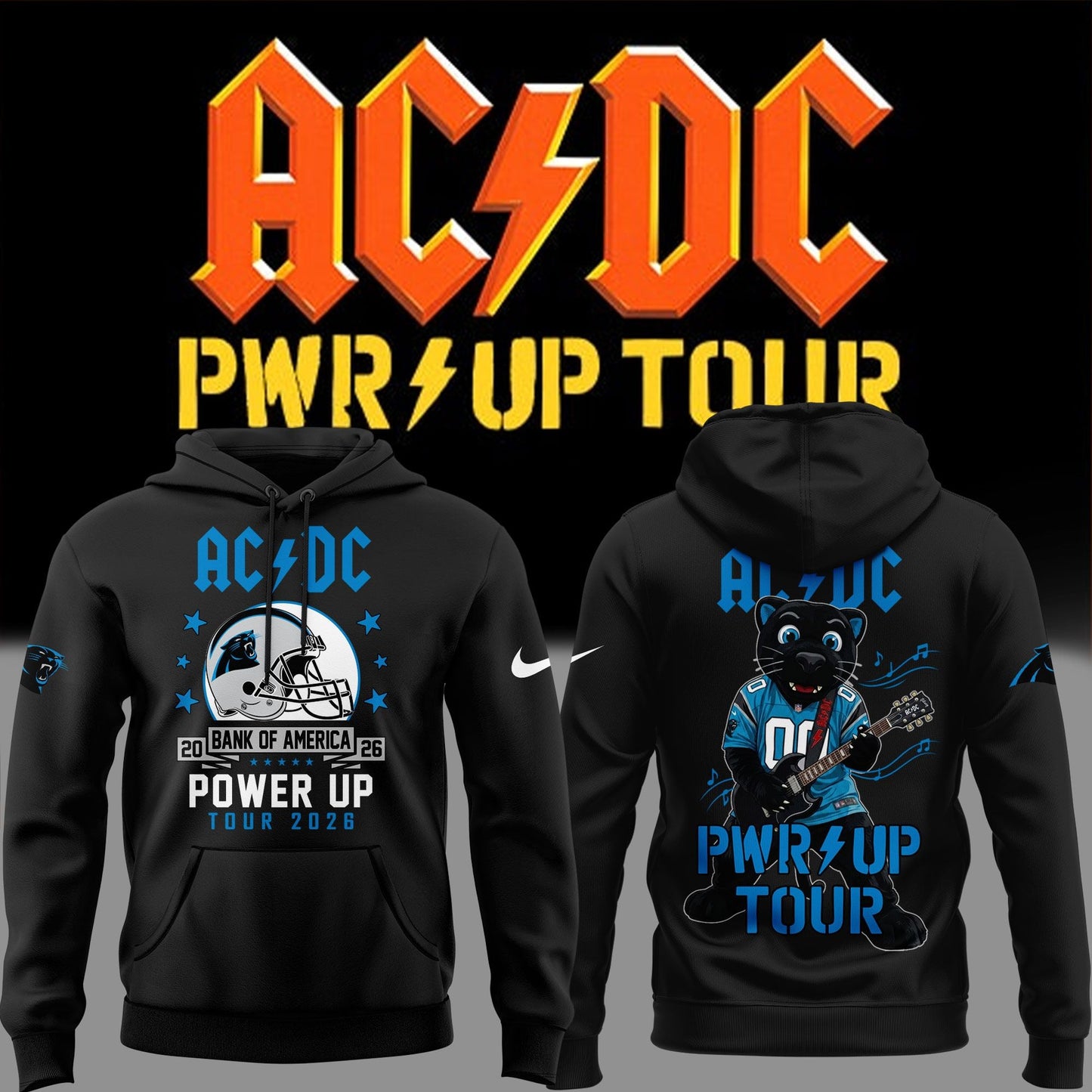 Exclusive Hoodie AC/DC x Carolina Panthers Football - Power Up Tour 2026 Hoodie