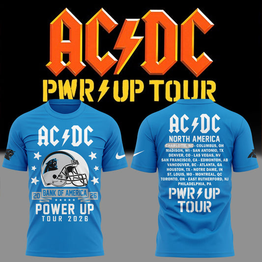 2026 Power Up Tour AC/DC x Carolina Panthers Football Blue T-Shirt