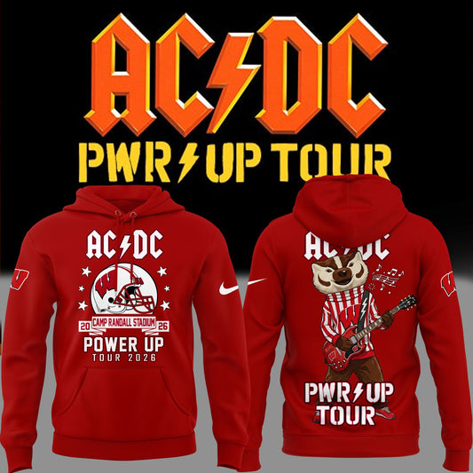 Hoodie AC/DC x Wisconsin Badgers Football - Power Up Tour 2026 Hoodie