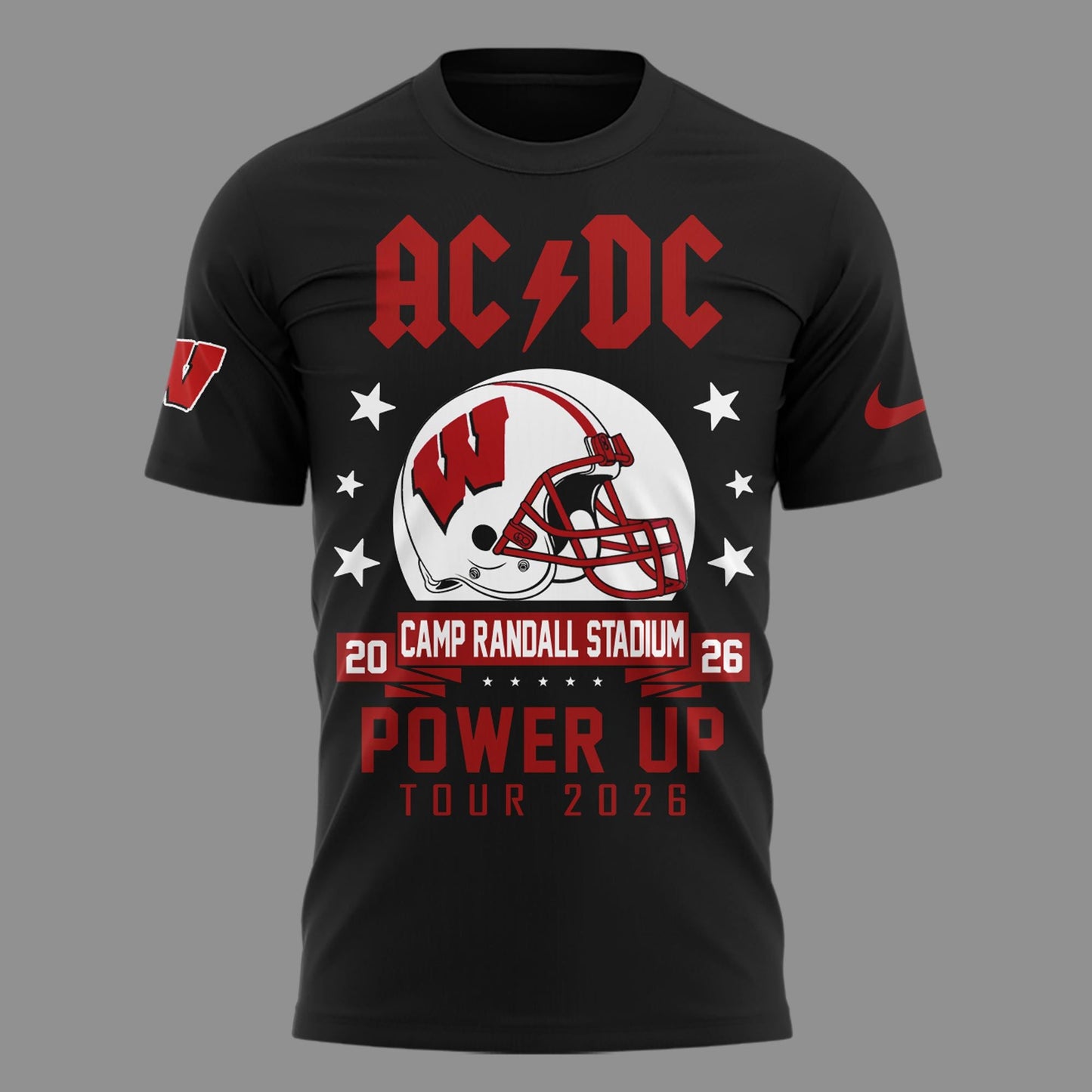 Exclusive Power Up Tour 2026 AC/DC x Wisconsin Badgers Football T-Shirt