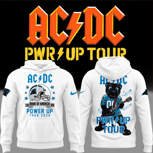 Perfect Edition AC/DC x Carolina Panthers Football - Power Up Tour 2026 White Hoodie