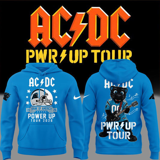 Special Power Up Tour 2026 AC/DC x Carolina Panthers Football Blue Hoodie